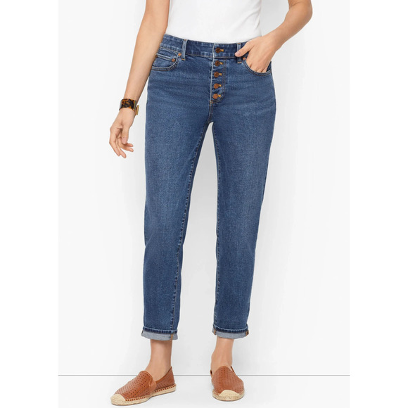 Talbots Everyday Relaxed Jeans Button Fly Stretch Medium Wash Denim Size 10 - Picture 1 of 13